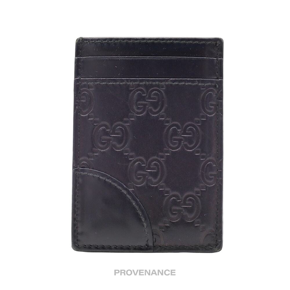 🔴 Gucci Card Holder Wallet - Black Guccissima Leather - Picture 2 of 6